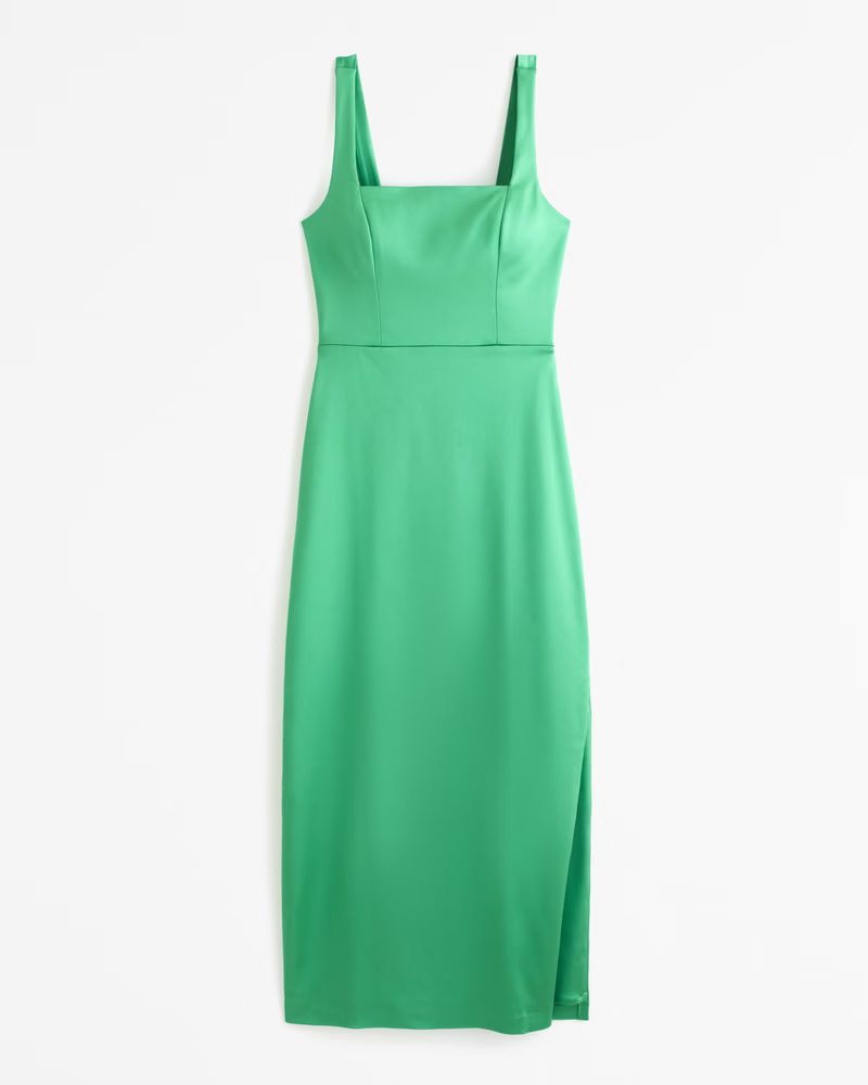 Sculpting Stretch Satin Midi Dress | Abercrombie & Fitch (US)