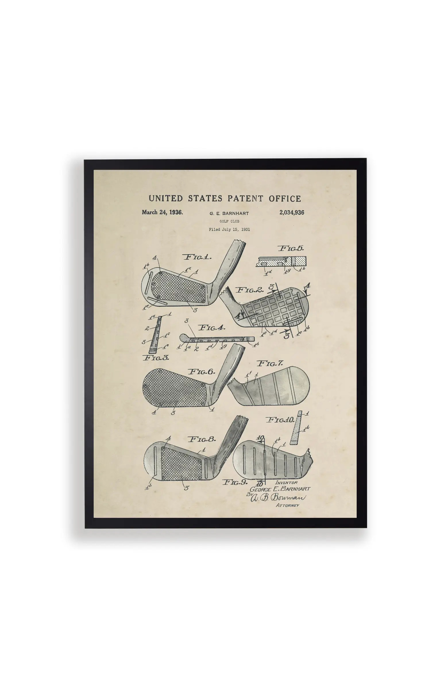 Antique Curiosities Golf Clubs Patent in Black Frame | Nordstrom | Nordstrom