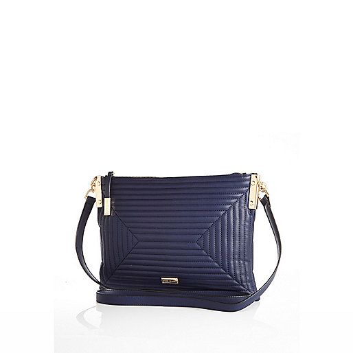 Navy quilted square cross body bag | River Island (UK & IE)