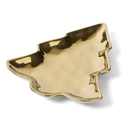 Elegance Gold Christmas Tree Candy Dish – Titanium Plated Porcelain Plate for Holiday Snacks, Appetizers, and Decor – Festive Serving Dish | Amazon (US)