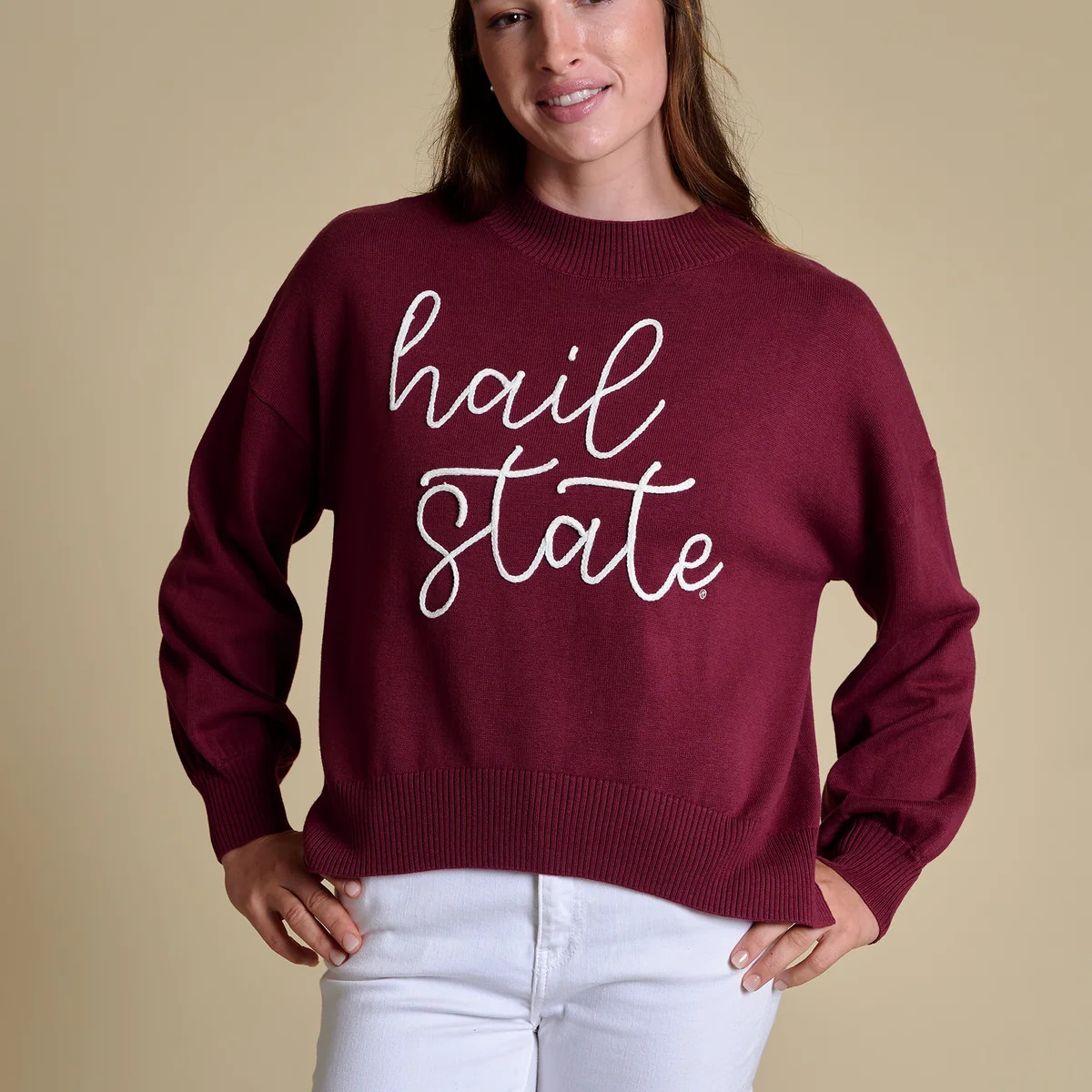 Game Day Embroidered Mock Neck Sweater | Stewart Simmons