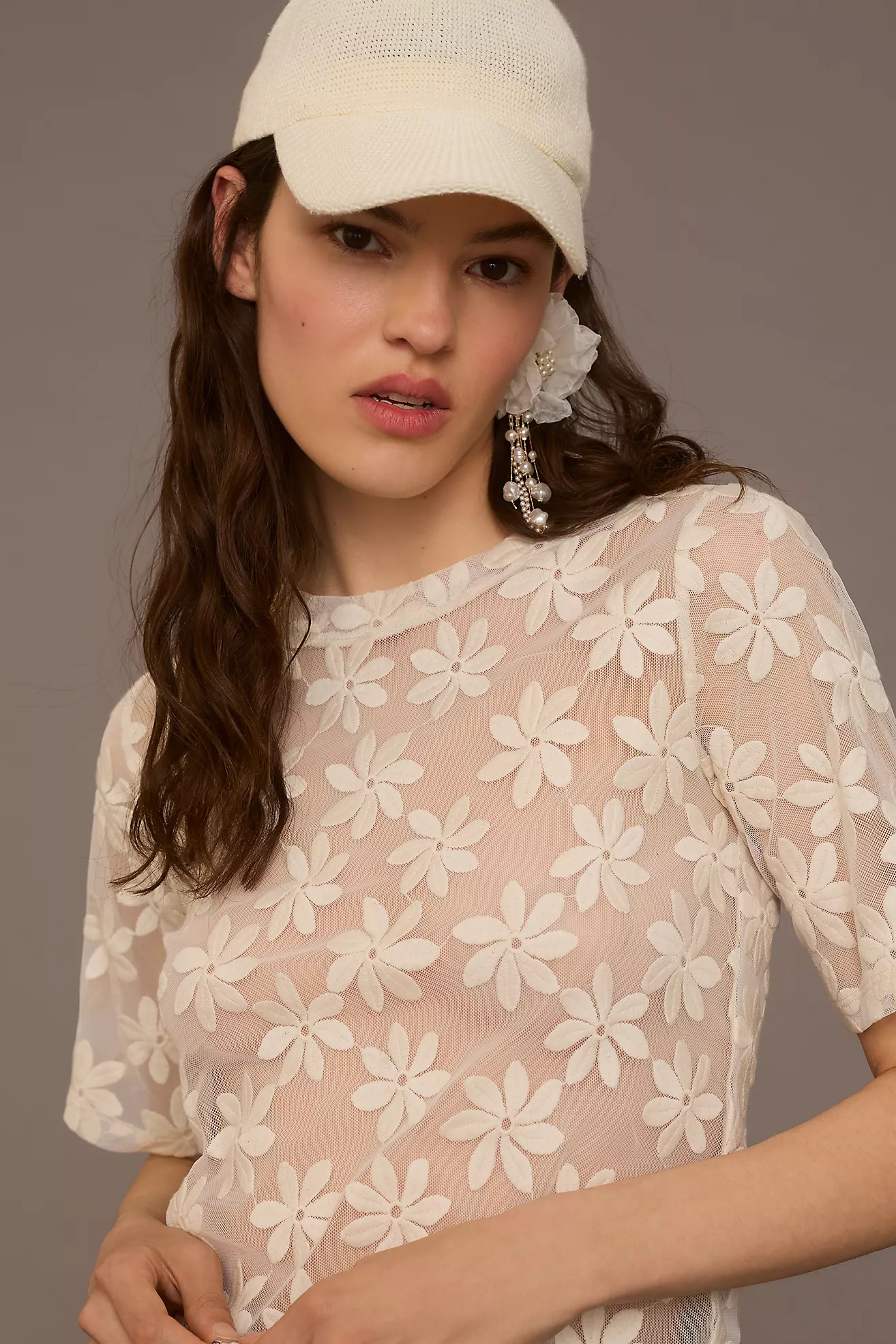 Porridge Daisy Sheer Lace Tee | Anthropologie (US)