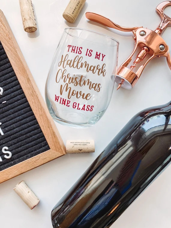Wine and Hallmark Movies Wine Glass  Hallmark Wine Glass  | Etsy | Etsy (US)