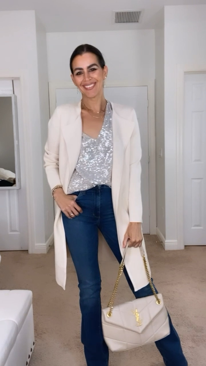 Coatigan from Amazon! Casual with a touch of sparkle! Wearing a size M in the coatigan, 26 in the hi honey curvy  Joe’s jeans. Boots are true to size. Adding similar tops. Casual outfits, best jeans, curvy jeans, holiday outfits every day, found it on Amazon .

#LTKSeasonal #LTKstyletip #LTKGiftGuide