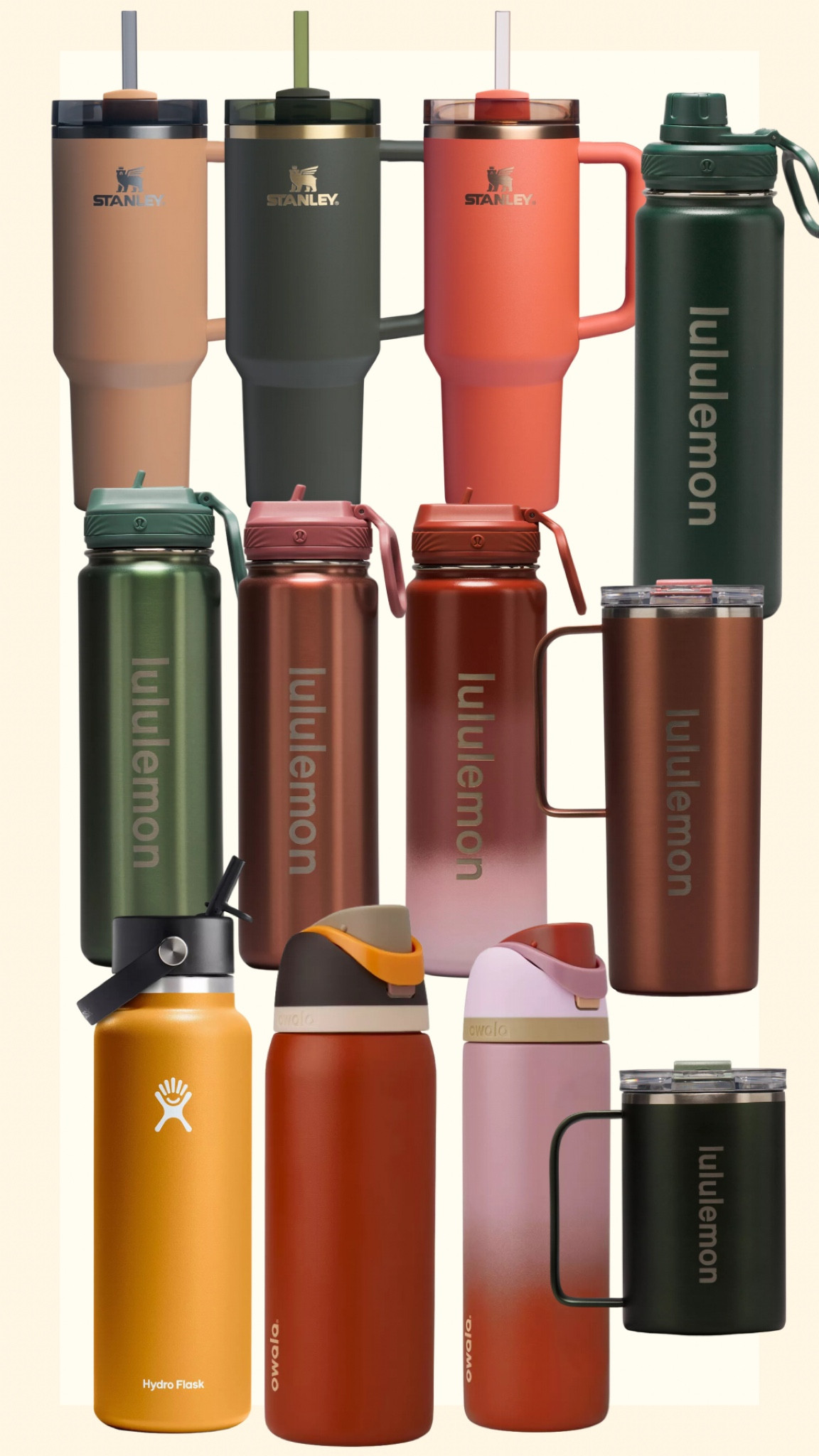 Water bottle for autumns, fall, house of Colour autumn, leaf autumn, vibrant autumn, warm autumn, true autumn, soft autumn, dark autumn, brown, green, olive, sage, marigold, gold, yellow, chesnut, bronze, chug bottle, Stanley, hydroflask fossil, Owala, free sip, sunset, lululemon, coffee mug, travel mug, insulated

#LTKStyleTip #LTKTravel #LTKFindsUnder50