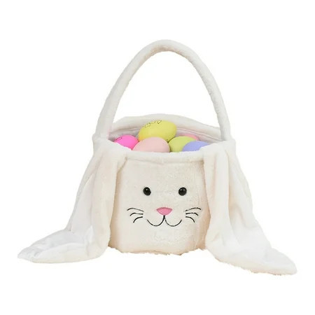 KCEHTA Easter Bunny Basket, Bunny Ear Easter Basket, Plush Easter Basket with Long Ears, Easter Tote Bags with Handles, Easter Eggs Basket, Easter Buckets for Easter Decorations | Walmart (US)