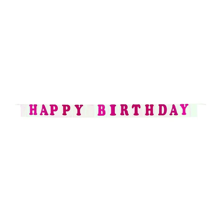 Pink Happy Birthday Foil Fringe Party Banner, 7', by Way To Celebrate | Walmart (US)