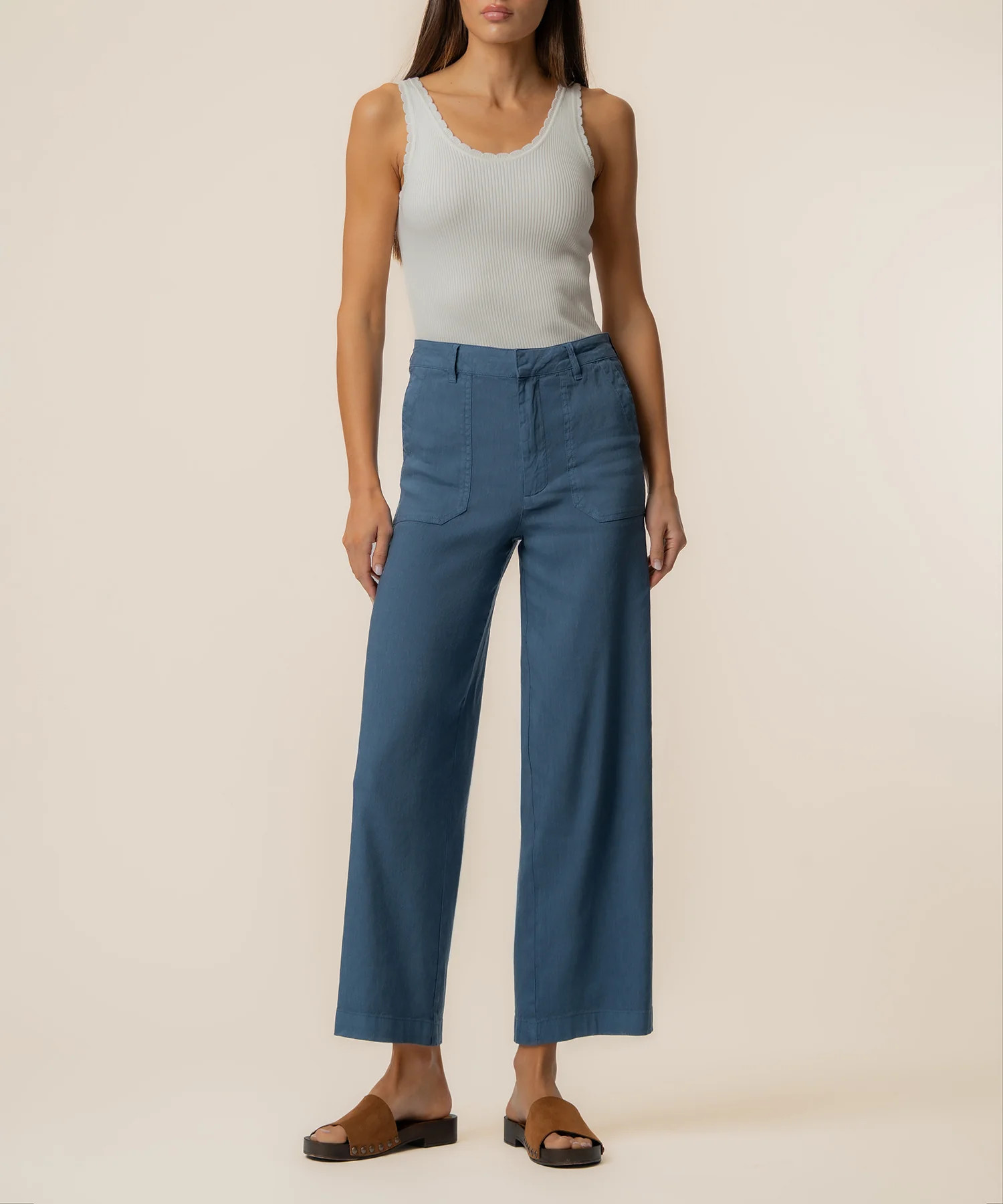 Topaz Linen Wide Leg in Coastal Blue - Kut from the Kloth | Kut From Kloth