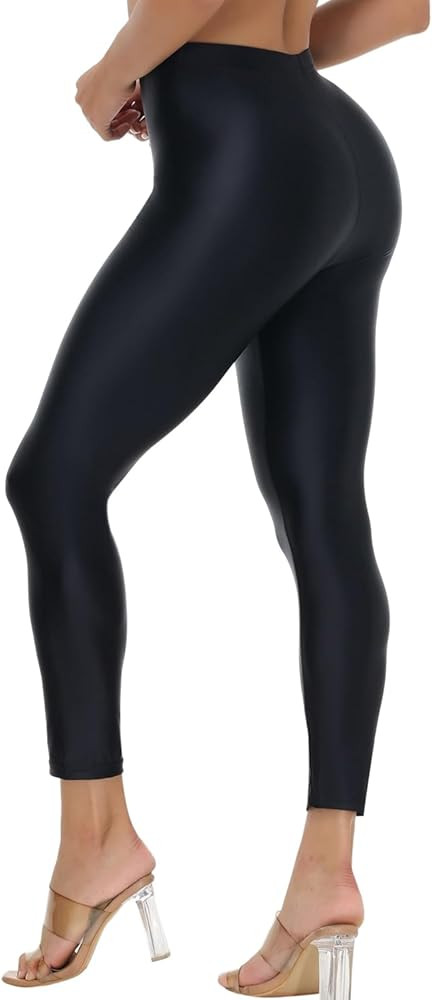 Womens Shiny Smooth Stretchy Tights Disco Party Club Night Out Pants Skinny Leggings | Amazon (US)