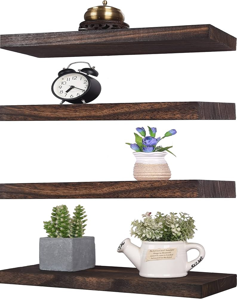 HXSWY Rustic Wood Floating Shelves for Wall Decor Farmhouse Wooden Wall Shelf for Bathroom Kitche... | Amazon (US)