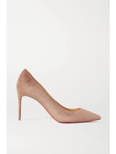 Christian Louboutin - Kate 85 Suede Pumps - Beige | NET-A-PORTER (US)