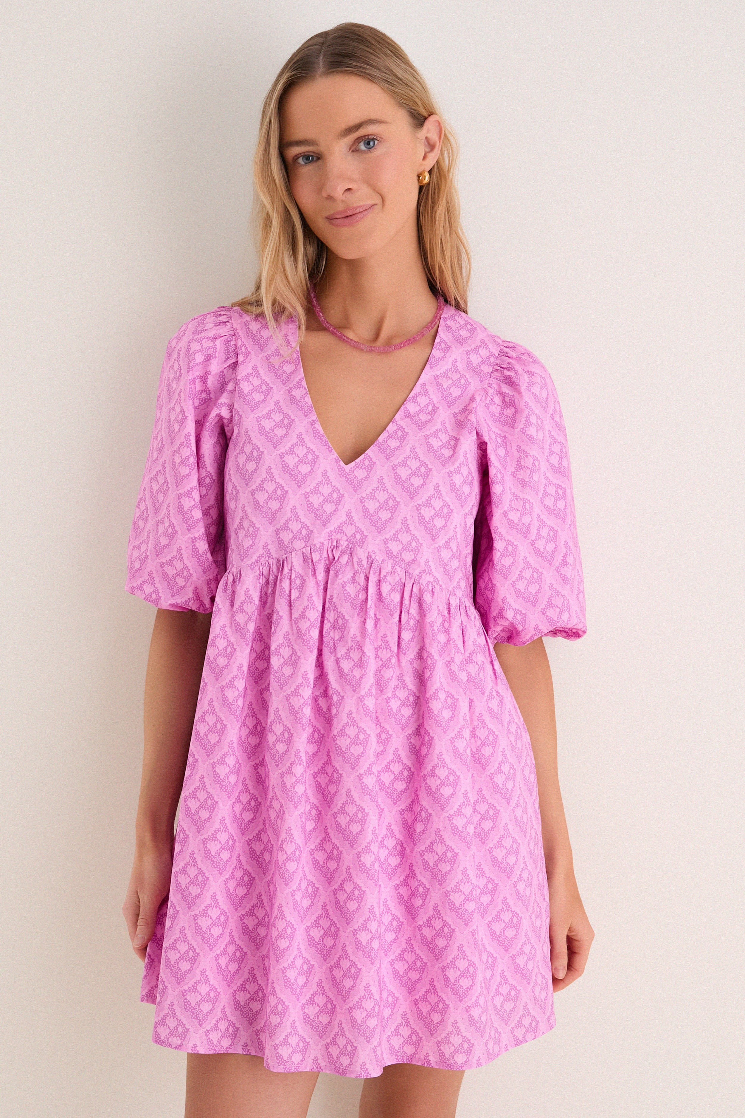 Pink Trellis Floral Patty Mini Dress | Tuckernuck (US)