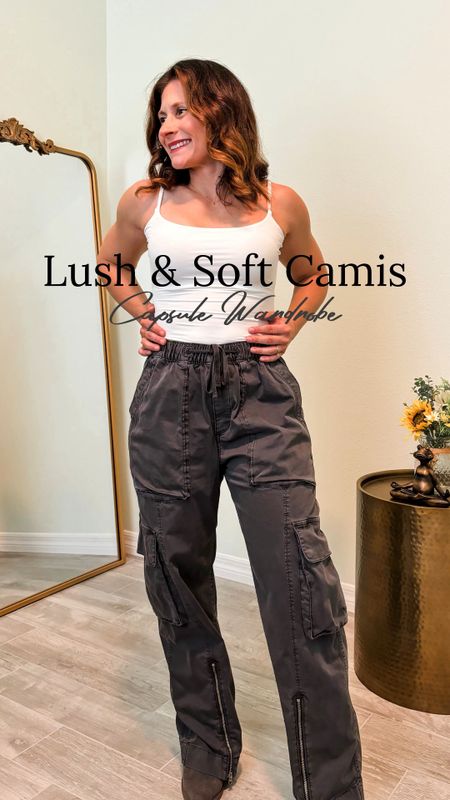 Lush and soft camisoles for your capsule wardrobe. My cargo pants are available in petite sizes. 

I'm 4'10" and 115#; bust 32B, waist 26, hips 36

#LTKVideo #LTKSummerSales #LTKStyleTip