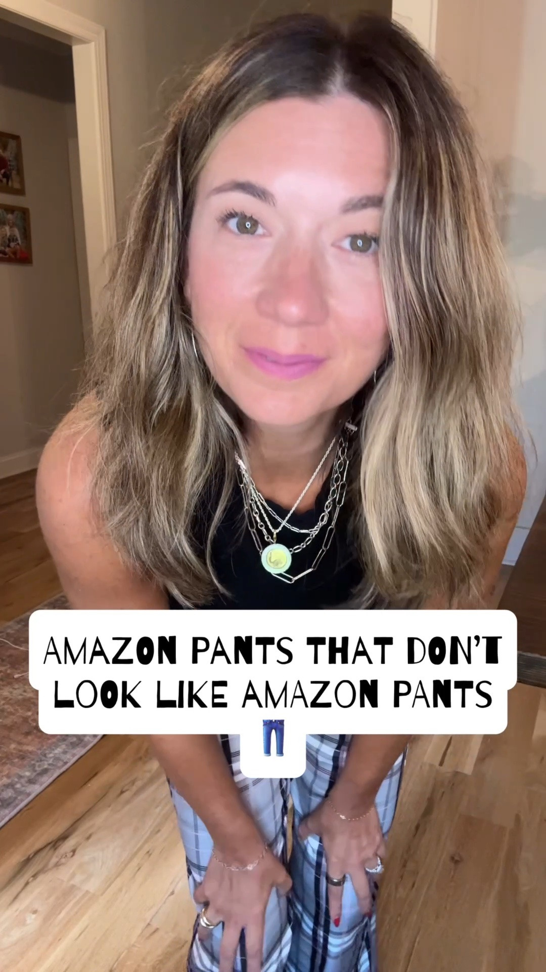 Amazon plaid trousers! Starting with this office-to-weekend combo. Linked the exact pants, my go-to layered necklace set, and the sneakers below. Sizing runs true, I’m in my usual size, M.

#LTKWorkwear #LTKOver40 #LTKootd
