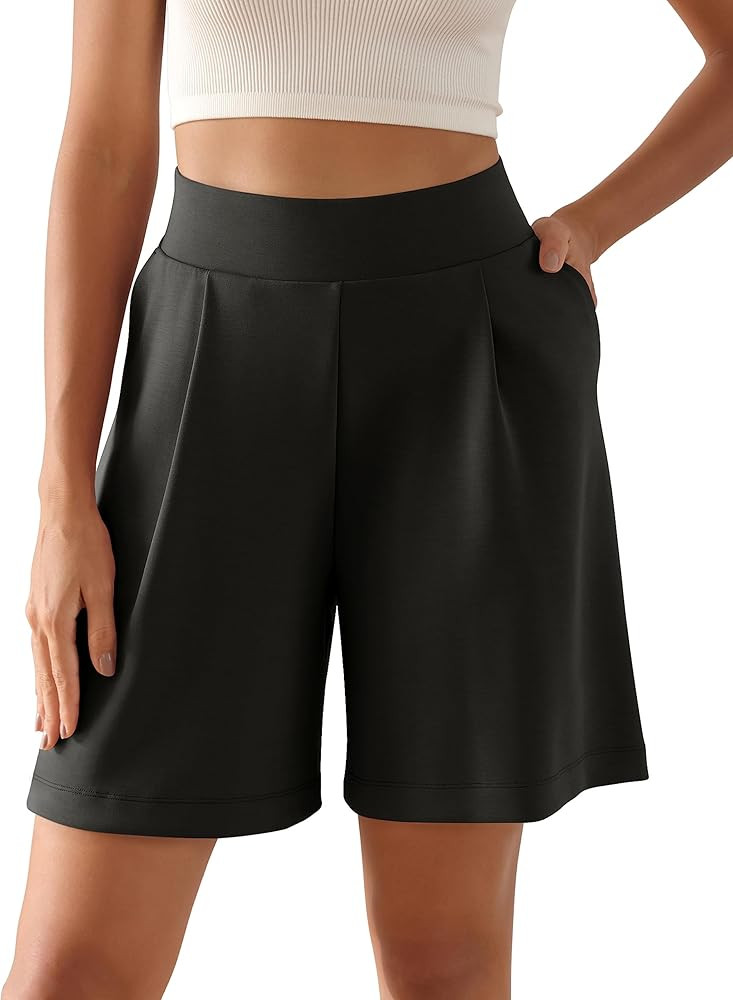 ODODOS Modal Soft Wide Leg Shorts for Women High Waist Casual Relaxed Shorts with Pockets-Inseam ... | Amazon (US)