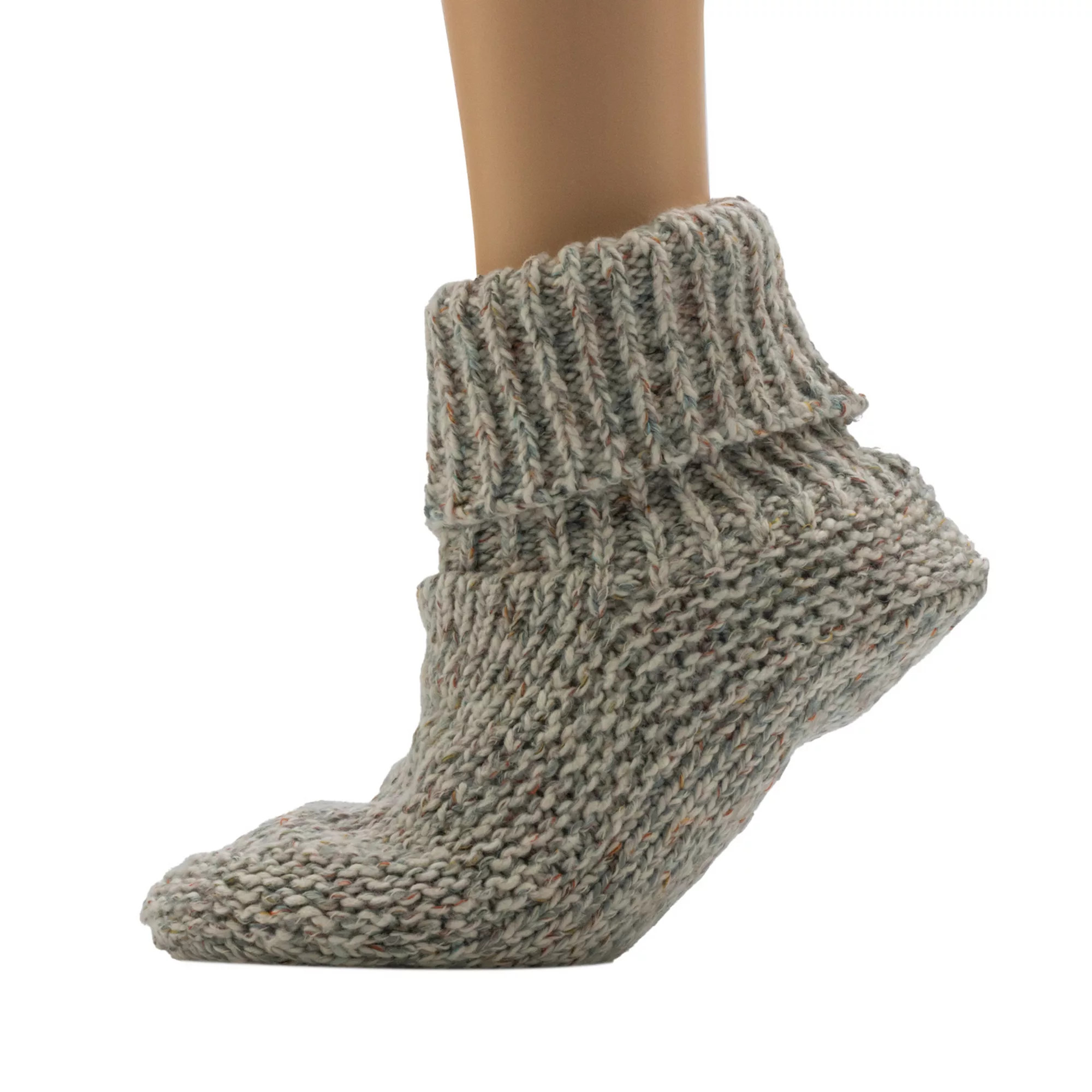 Women's Cuddl Duds® Knit Bootie Slipper Socks Lined with Faux Shearling & Gripper | Kohl's