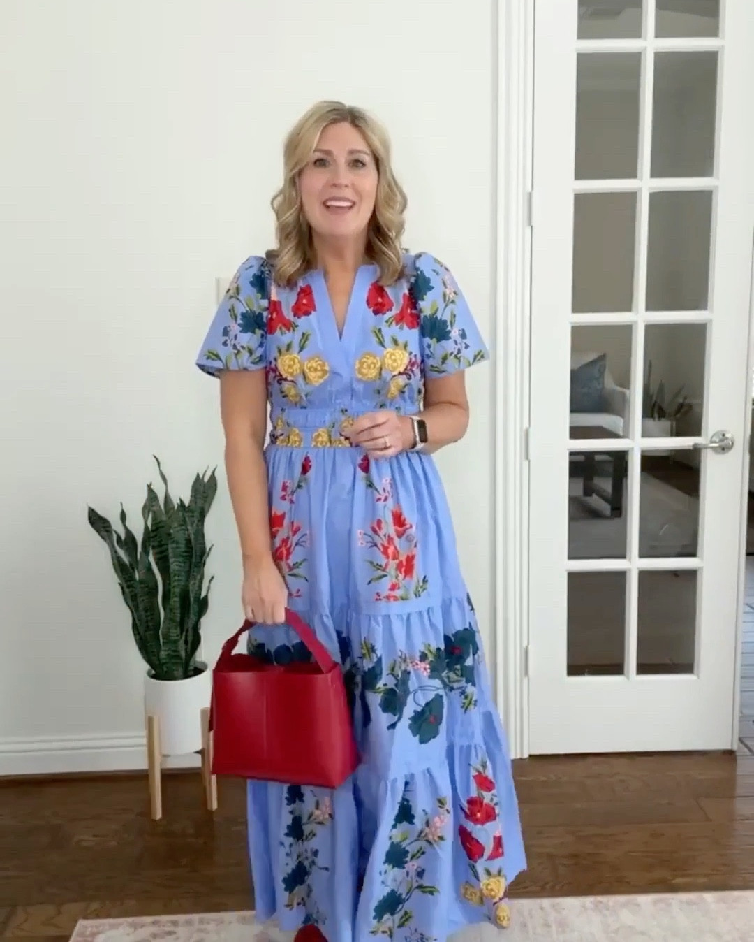 My favorite Poplin maxi dress.  It comes in 8 beautiful color options this winter.♥️  This particular pattern has been phased out for the new prints. Swipe to the right after my video to see a sample of several new prints! 🙌

It has a fit and layer silhouette. With rushing at the waistline, puff sleeves, and an envelope V-neck. I’ve added a red bag and linked multiple options. I’m totally in love and I know you will be too.  Wearing my regular size.

#LTKWatchNow #LTKParties #LTKFallSale #LTKStyleTip #LTKItBag #LTKShoeCrush 

#LTKMidsize #LTKWedding #LTKOver40 #LTKPlusSize #LTKSeasonal #LTKFindsUnder50 #LTKFindsUnder100 #LTKBeauty #LTKSaleAlert #LTKPetite #LTKHoliday #LTKootd