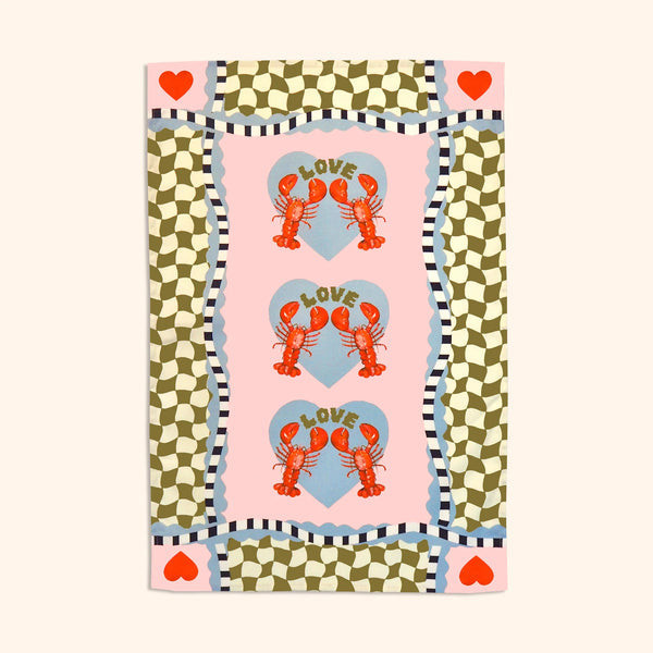 Checkerboard Lobster Tea Towel | Trouva (Global)