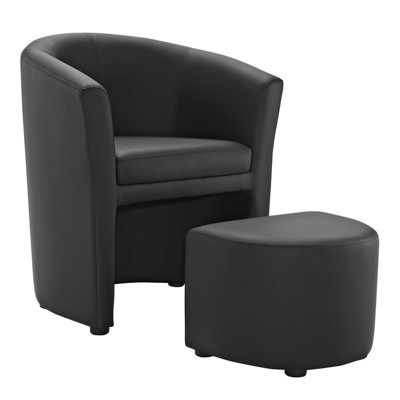 Divulge Armchair and Ottoman Black - Modway: Faux Leather, Self-Storage, Lounge Seating | Target