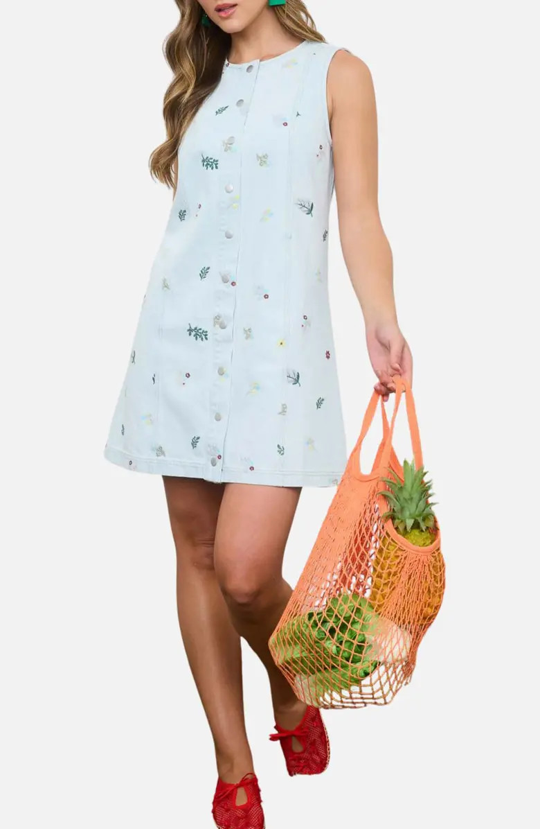 Blu Pepper Sleeveless Button Front Denim Dress | Nordstromrack | Nordstrom Rack