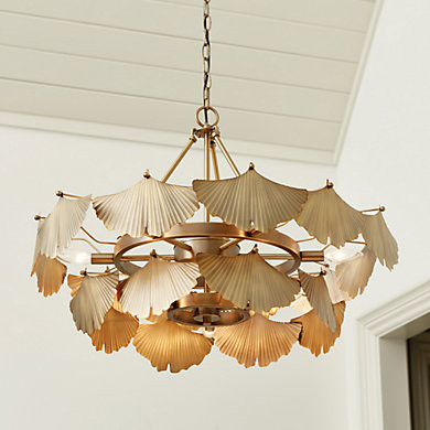 Aberdeen 9 Light Chandelier with Antique Gold Gingko Leaf Design & Dimmable Lighting | Ballard Designs, Inc.