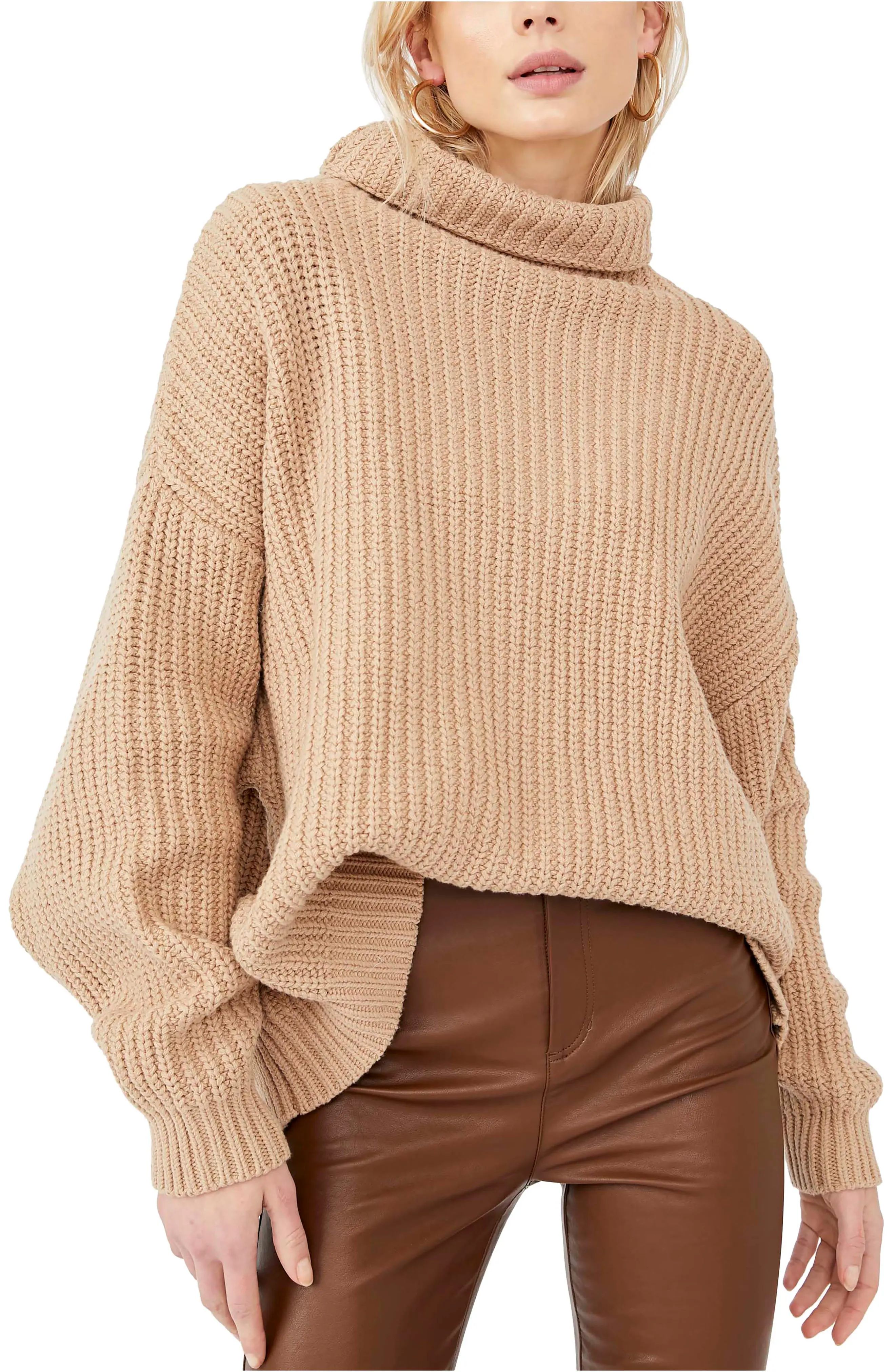 Free People Swim Too Deep Turtleneck Sweater in Gilded Beige at Nordstrom, Size Small | Nordstrom