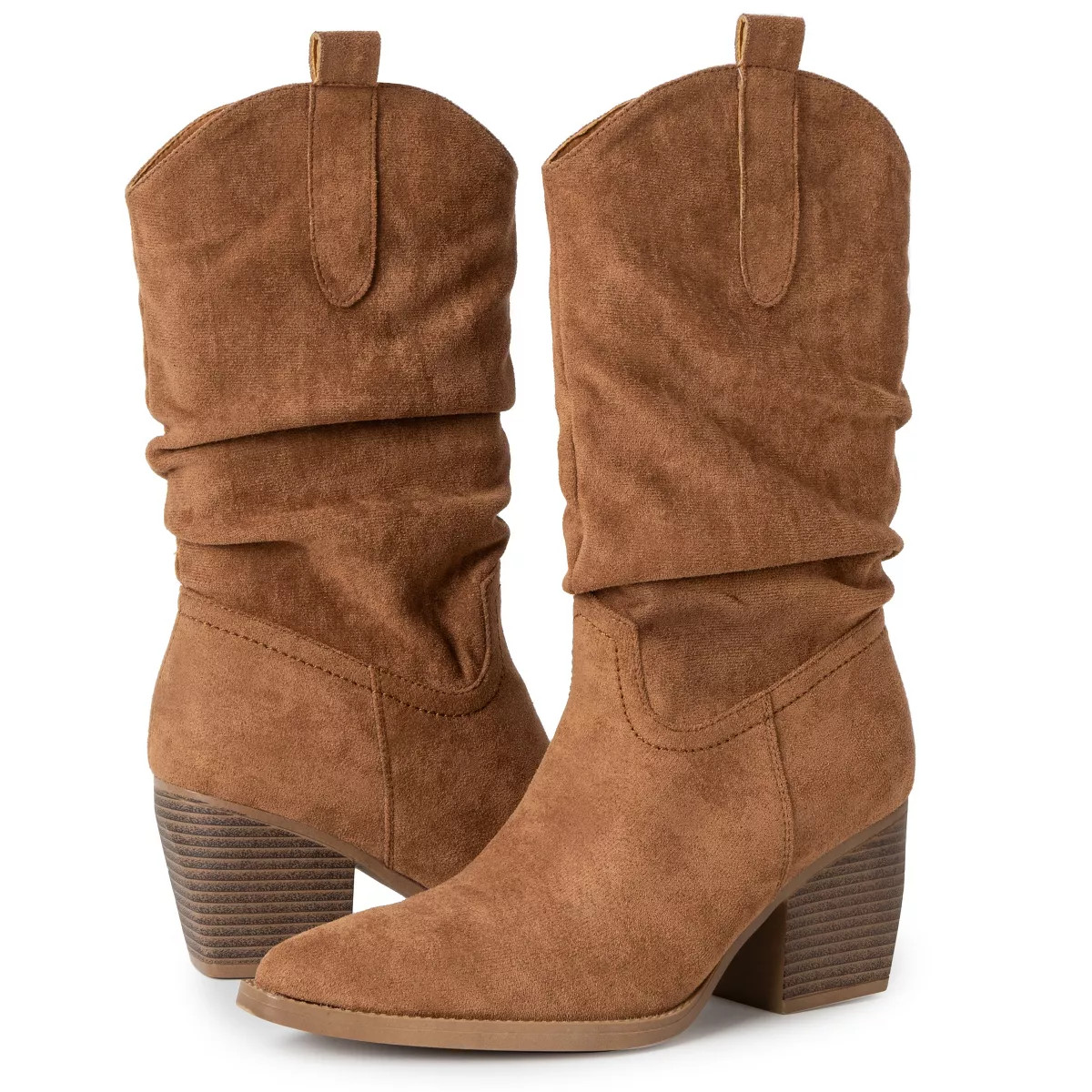 Alpine Swiss Kayla Womens Western Slouch Boots Mid Calf Block Heel Cowboy Booties | Target