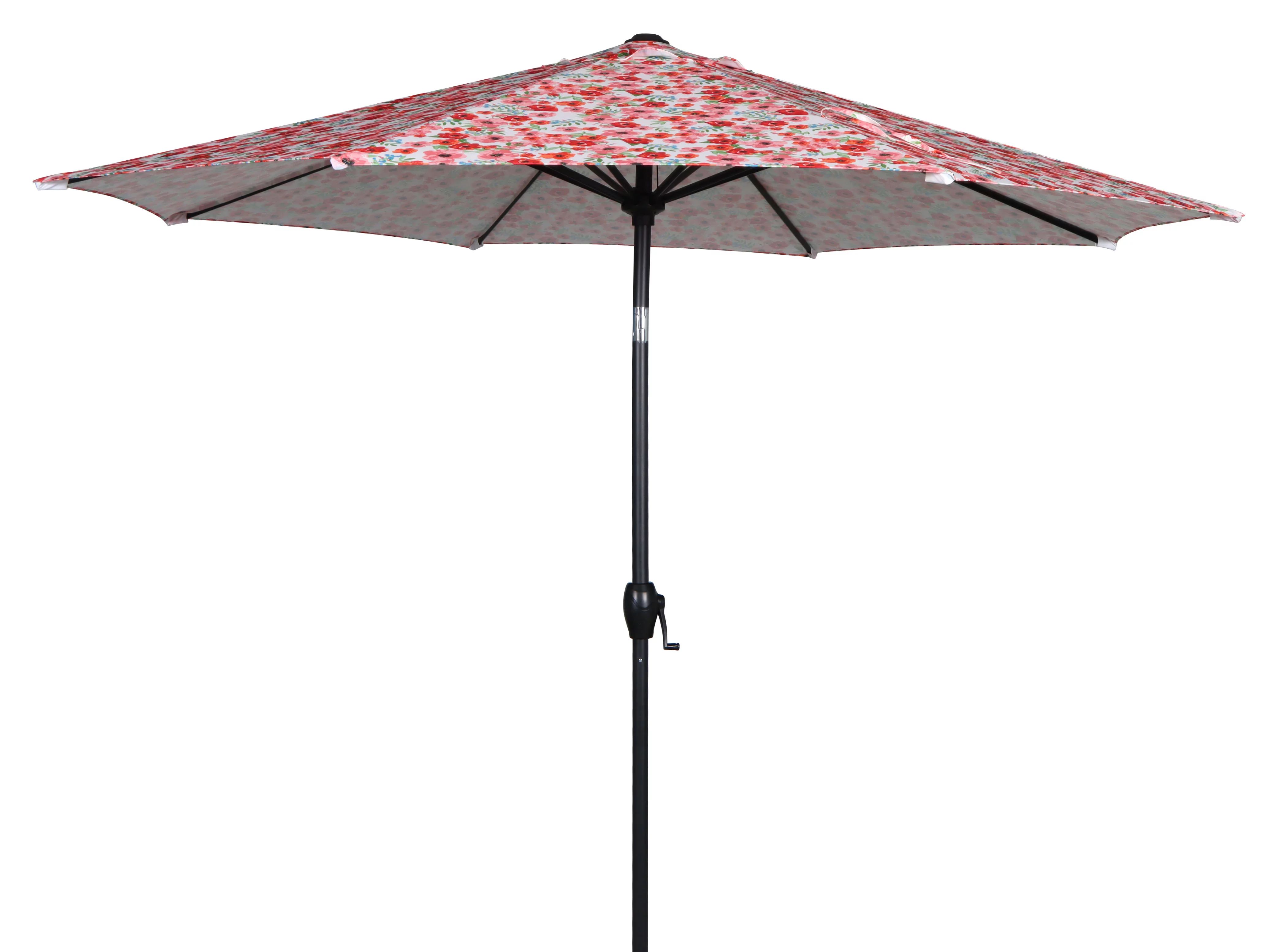 Mainstays 9ft Pink Poppy Floral Round Outdoor Tilting Market Patio Umbrella with Crank | Walmart (US)