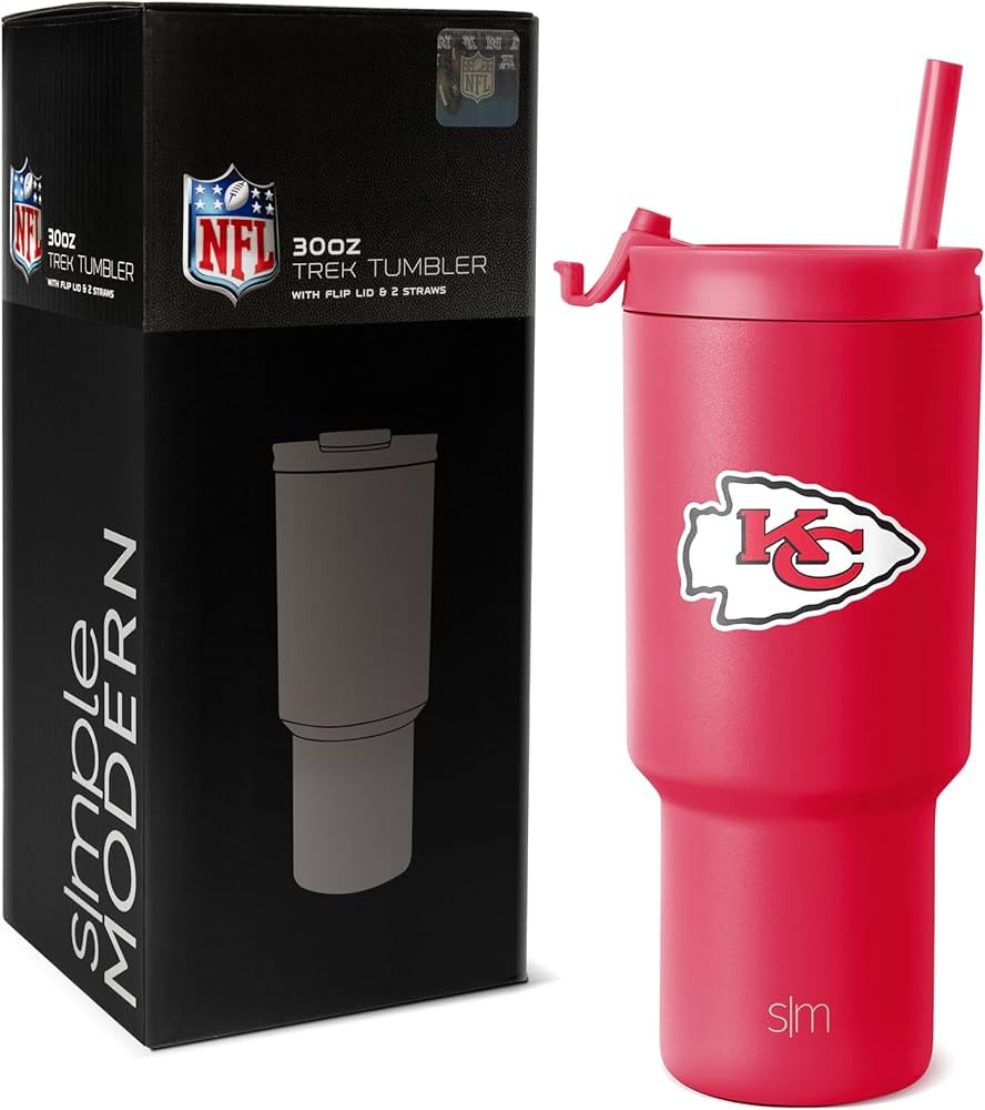 Simple Modern Officially Licensed NFL Kansas City Chiefs 30 oz Tumbler with Flip Lid and Straws |... | Amazon (US)