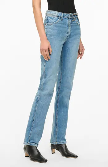 STAUD + Wrangler The Everyday Jeans in Mid Blue at Nordstrom Rack, Size 24 | Nordstrom Rack