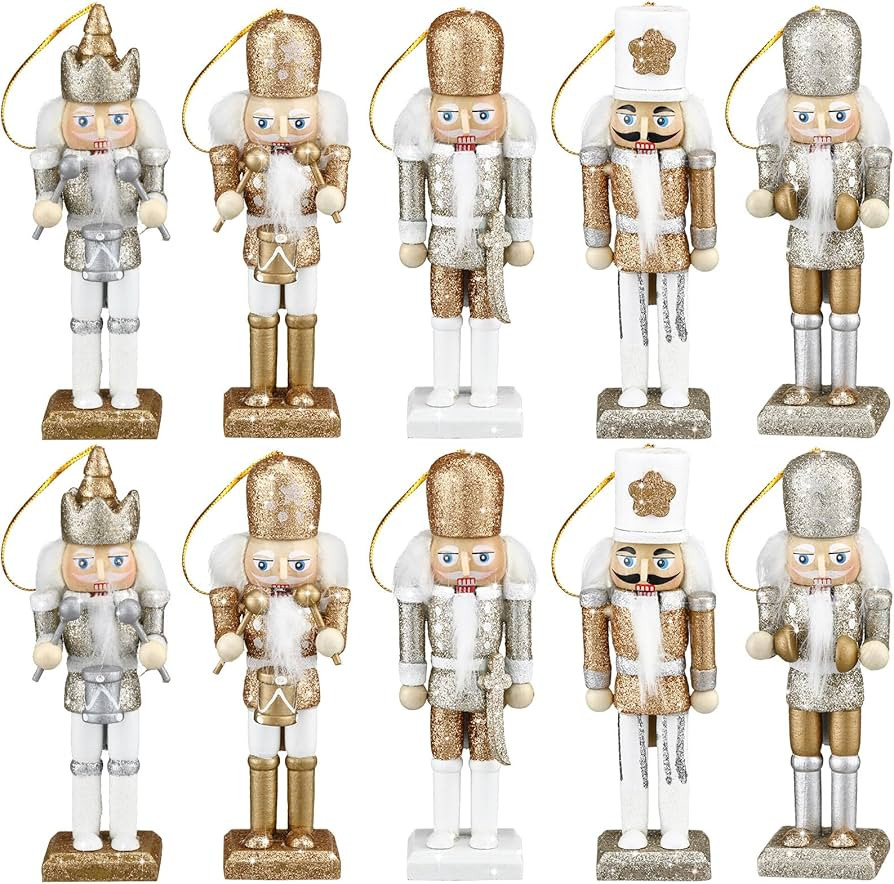 10 Pcs Christmas Nutcracker Ornaments Wooden Nutcracker Hanging Decorations 5 Inch Tall Nutcracke... | Amazon (US)