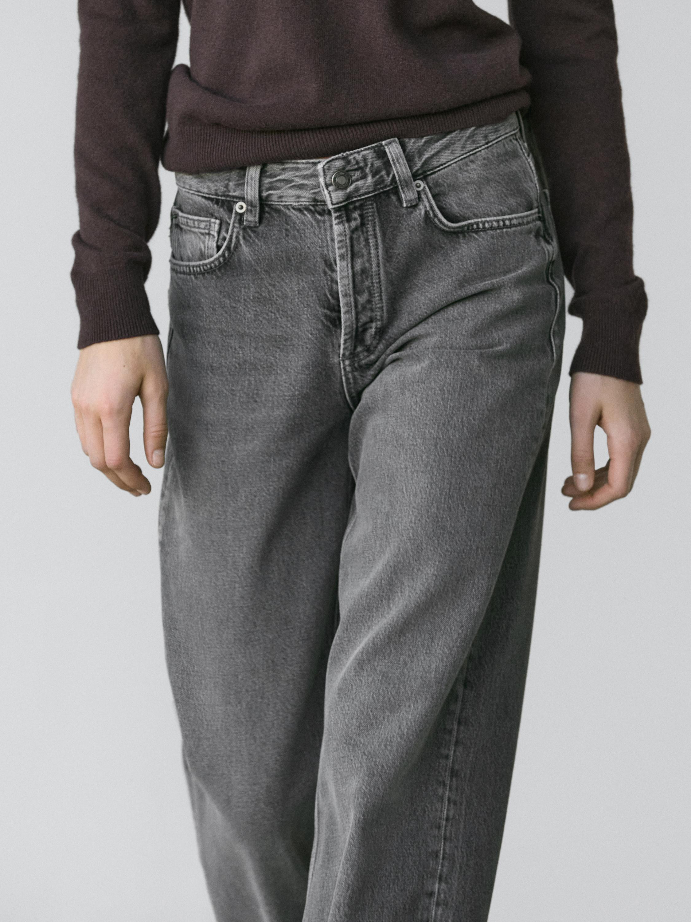 Mid-rise wide-leg jeans | Massimo Dutti UK