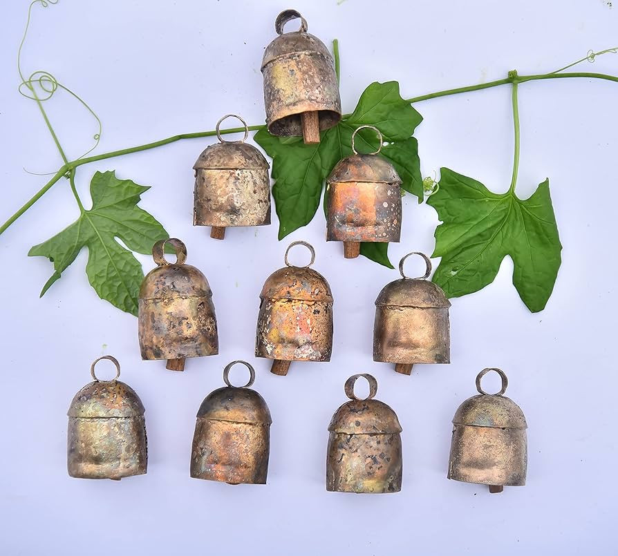 Amazon.com: Vivanta Pack of 10 Rustic Décor Vintage Christmas Decoration Ornaments Bells – Ind... | Amazon (US)