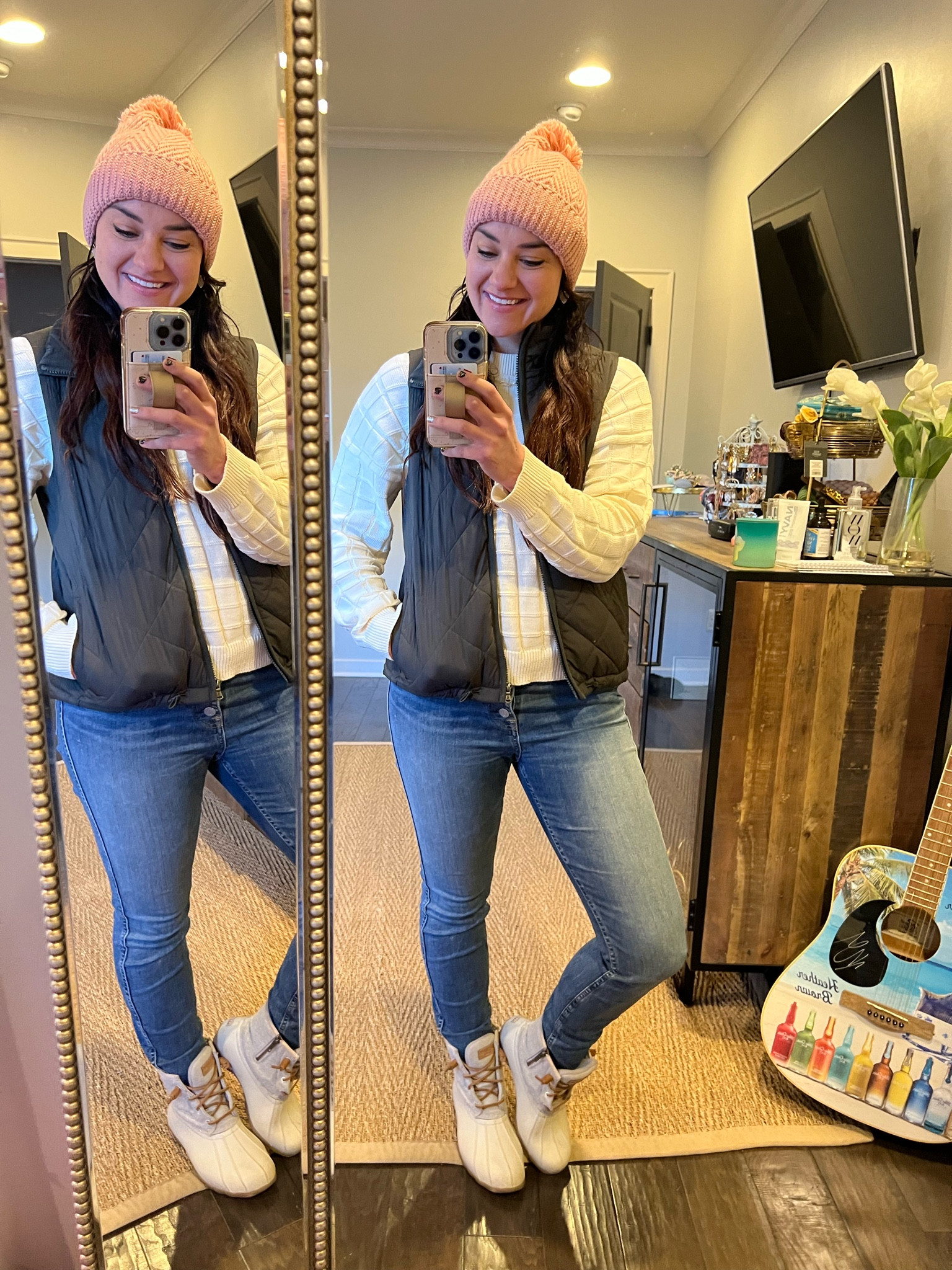 Layered cold weather gear for ski clothes, outdoor shooting or other winter activities. LULULEMON belt bag + Sperry boots and beanie. Able denim and sweater. All is TTS. 

#LTKtravel #LTKSeasonal #LTKfit