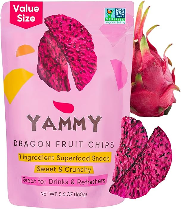 Yammy Dried Dragon Fruit Chips for Drinks Refreshers - Like Freeze Dry Dragonfruit Pieces - 1 Ing... | Amazon (US)