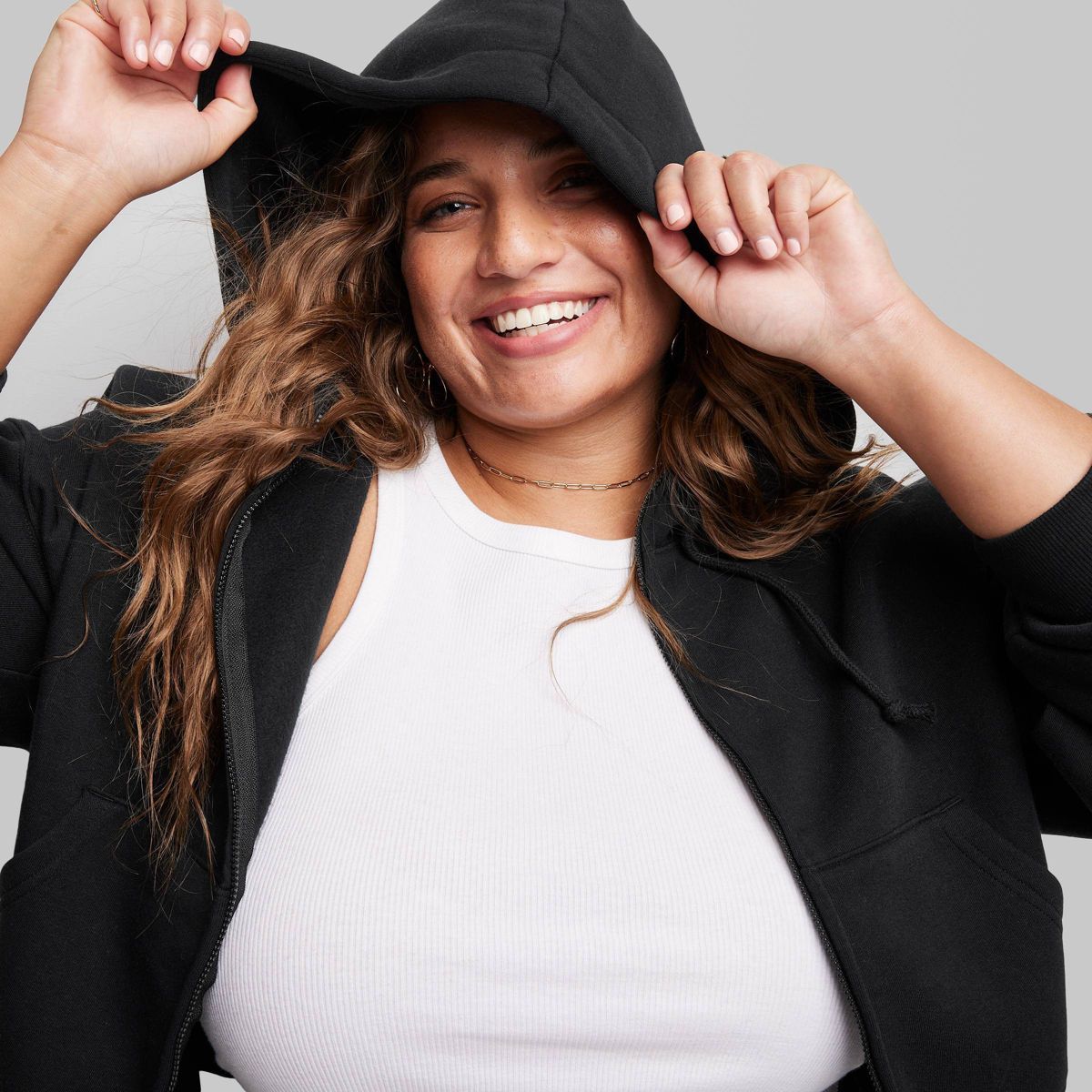 Women's Cropped Zip-Up Hoodie - Wild Fable™ Black 3X | Target