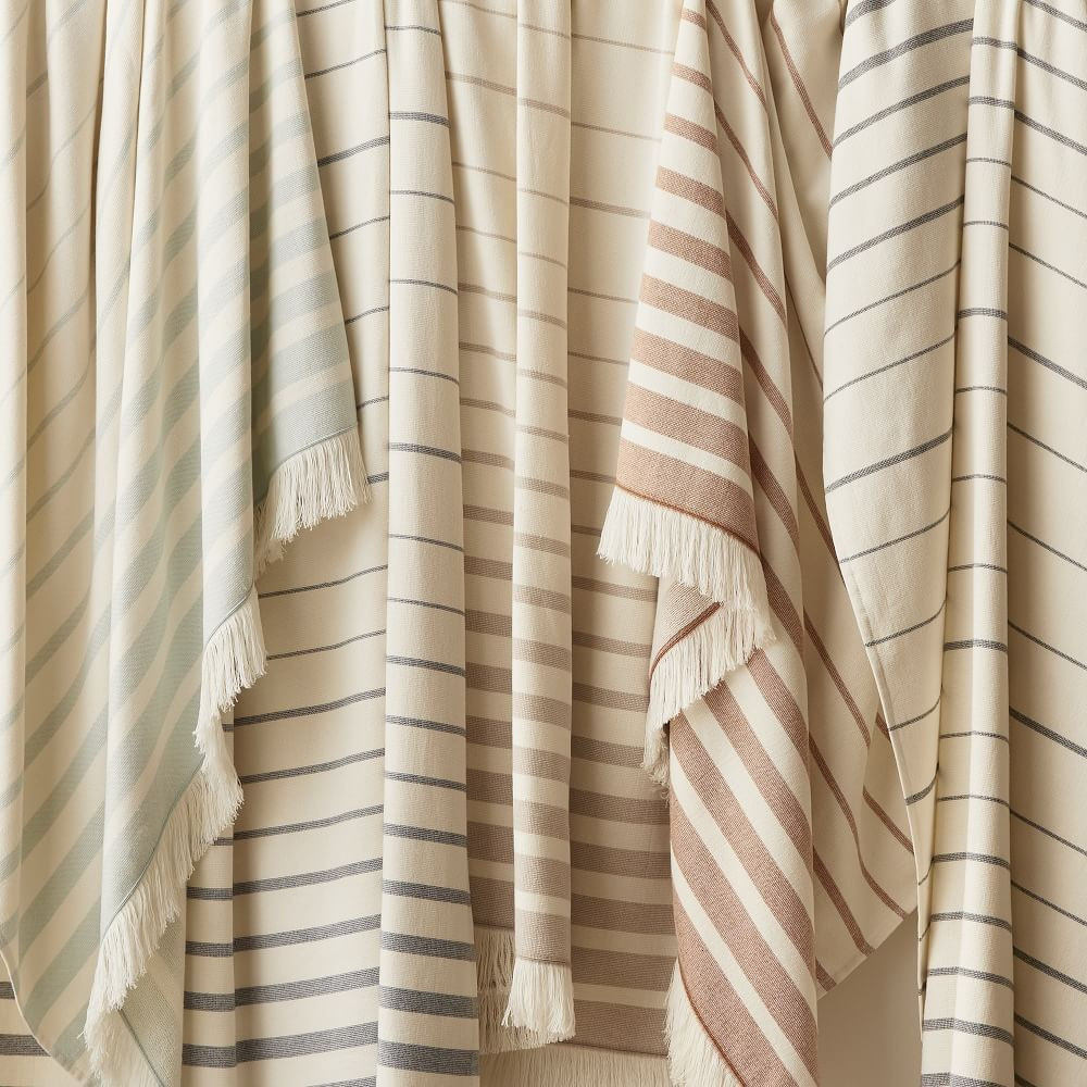 Organic Turkish Stripe Beach/Pool Towel - Natural | West Elm (US)