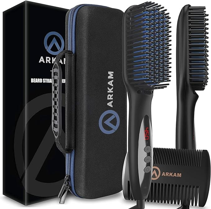 Arkam Beard Straightener for Men -Premium Heated Beard Brush Kit w/Anti-Scald Feature, Dual Actio... | Amazon (US)