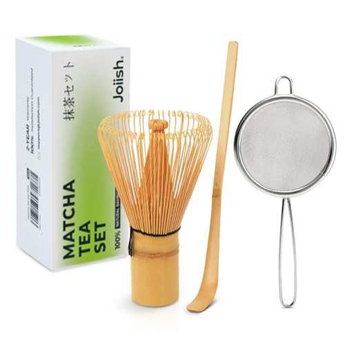 Joiish Matcha Whisk Set, Bamboo Whisk (Chasen), Scoop (Chashaku) & Stainless Steel Sifter, 3-PC Replacement Tool Kit for Matcha Tea Making | Amazon (US)