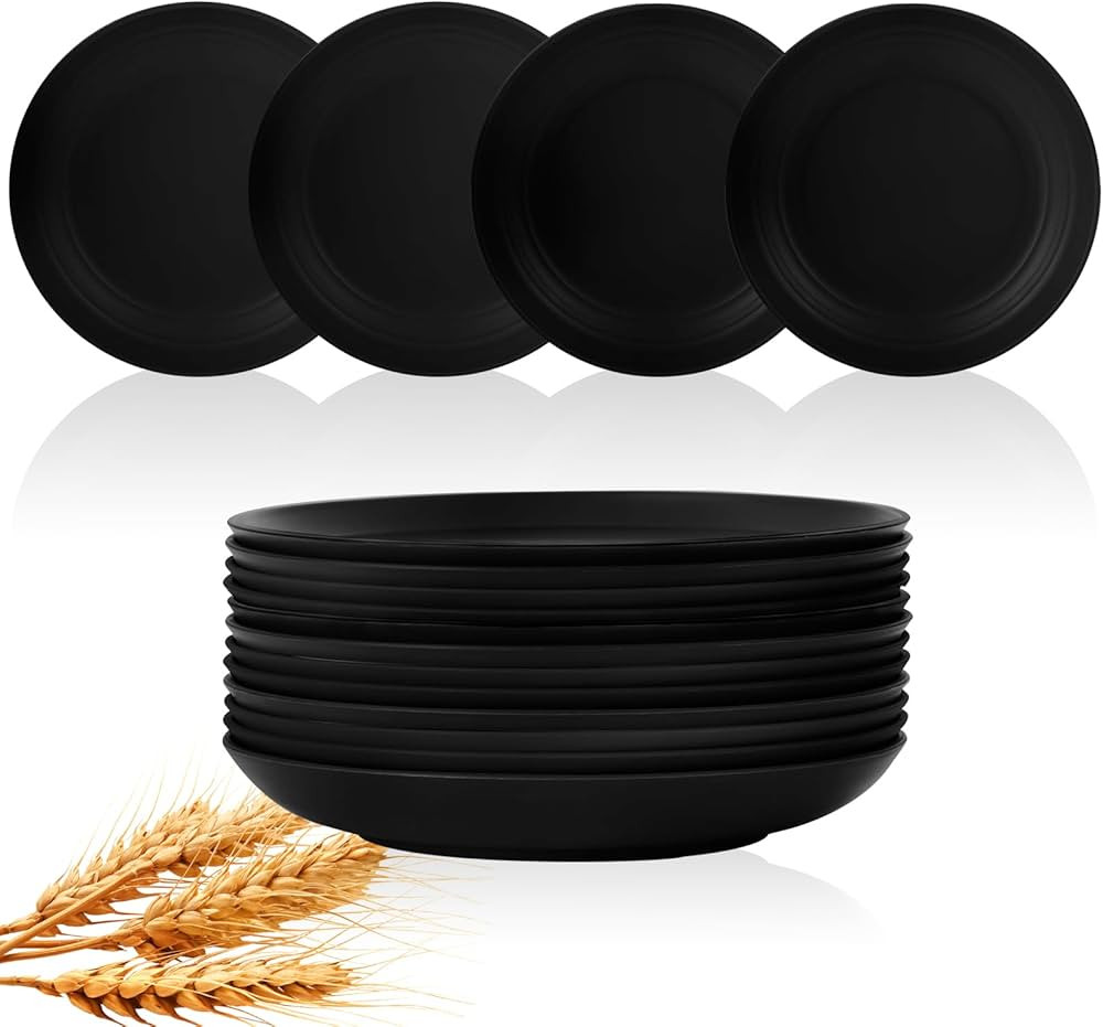 Lazycorner Wheat Straw Dinner Plates Set of 12 Reusable Lightweight Plate for Kitchen Unbreakable... | Amazon (US)