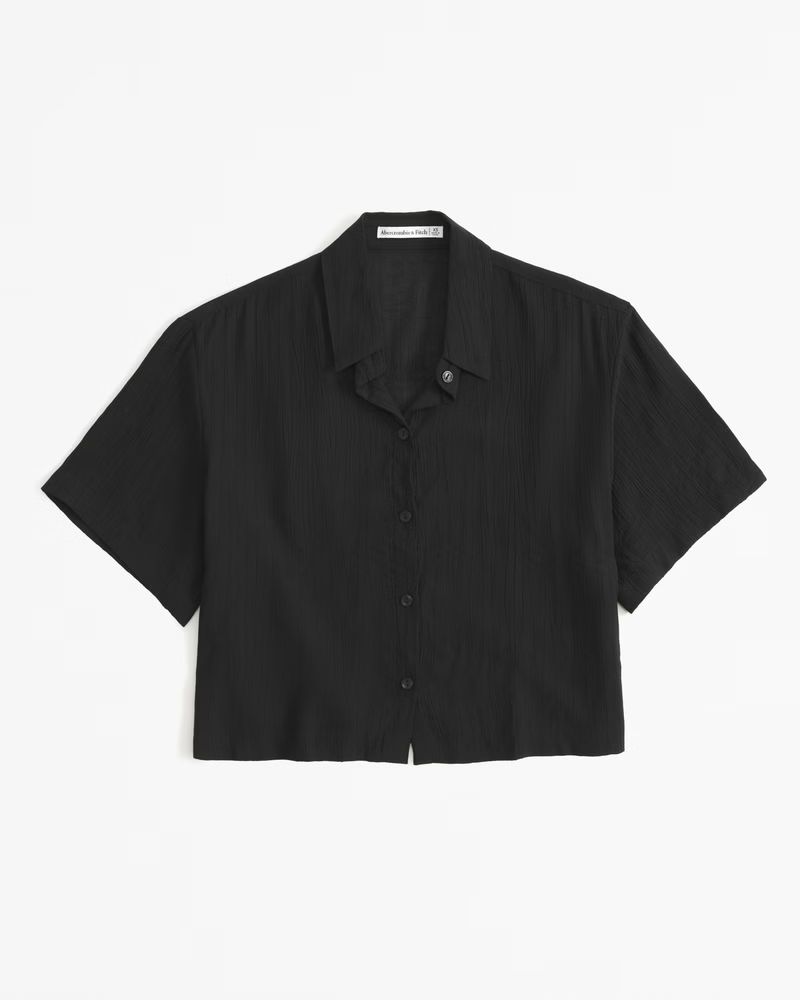 Women's Short-Sleeve Crinkle Textured Shirt | Women's New Arrivals | Abercrombie.com | Abercrombie & Fitch (US)