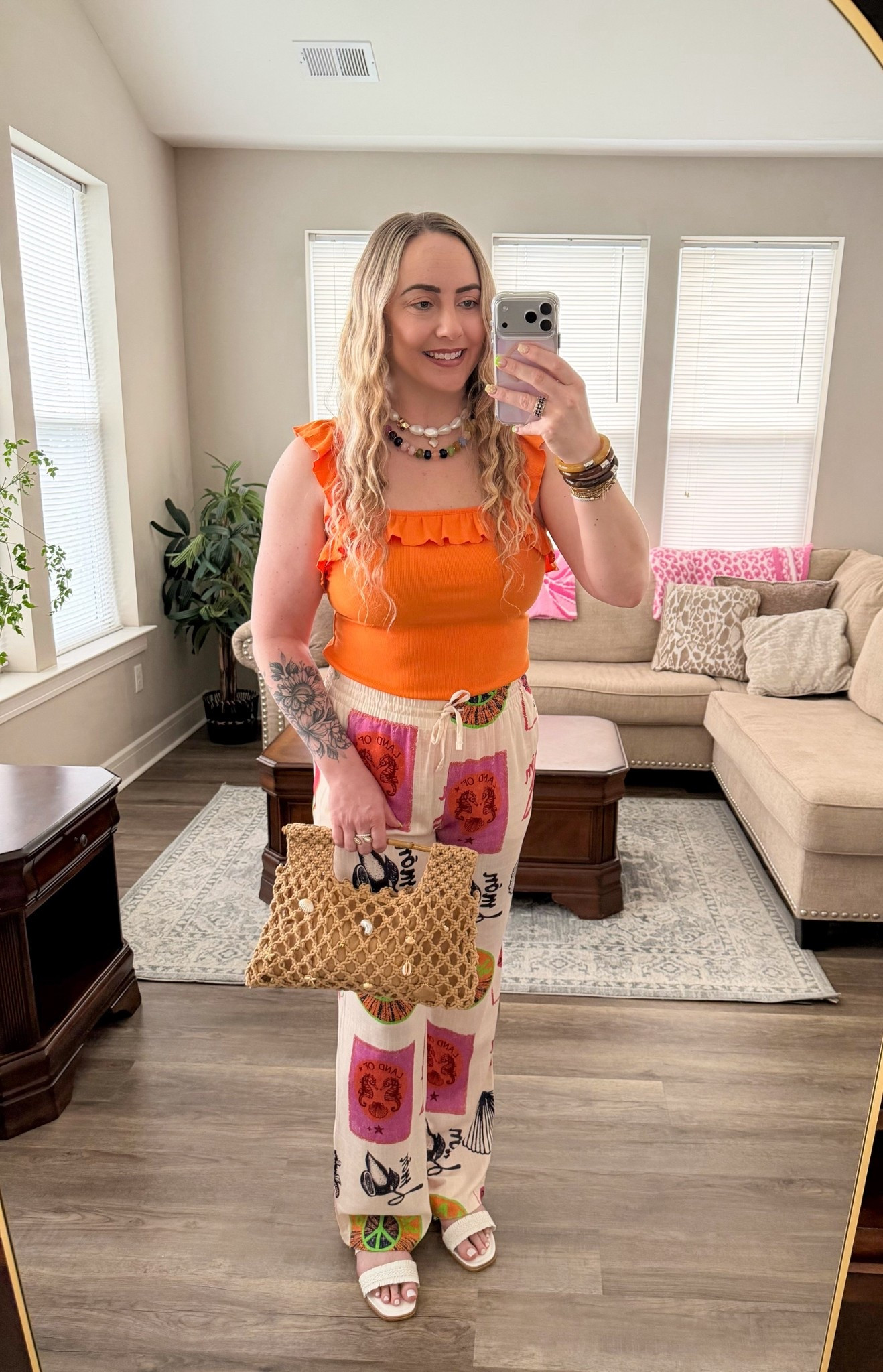 34” inseam linen pants in the cutest beach print… say less 🤎🏝️ Tall girl friendly and so fun for summer, these instantly make an outfit. Paired with this ruffle tank that comes in multiple colors and has the best stretch 🙌 Size down in the top. 
@amazonfindsandfashion 
#tallgirlstyle #styleinspiration #beachoutfit #ootd #amazonfashionfinds



#LTKootd #LTKTall