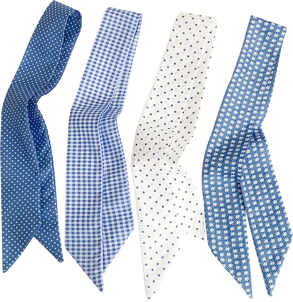 Jaczora 4 Pcs Satin Scarves for Women, Multifunctional Boho Headbands, Fashion Hair Scarf & Bag S... | Amazon (US)