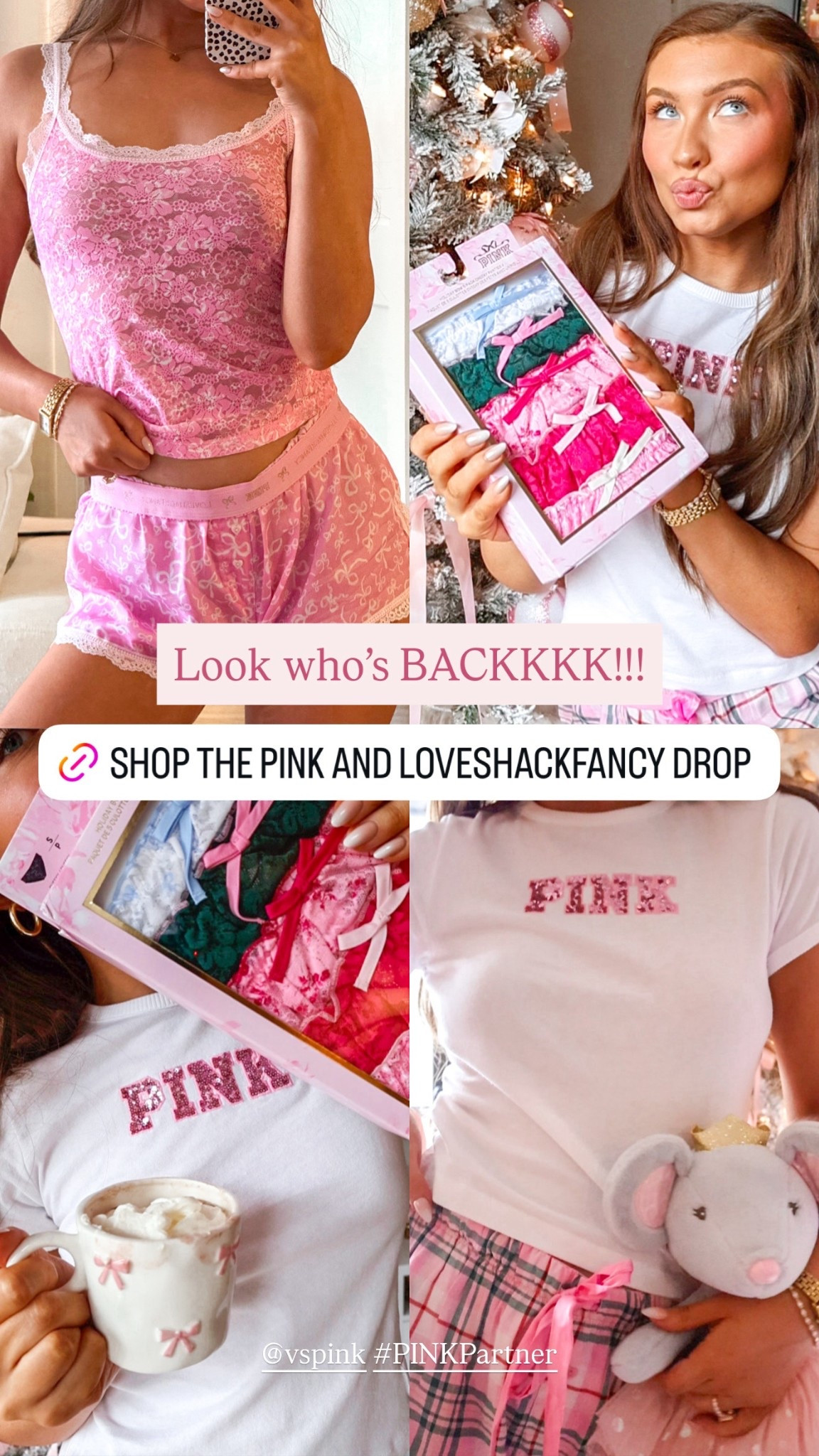 Why does the PINK x LoveShackFancy drop make me want to kick my feet and spin around my tree for the rest of December??😭💗🎀 The new drop is officially here (and yes, it sells out FAST) grab yours for the holidays! #PINKPartner @vspink

#LTKHoliday #LTKGiftGuide