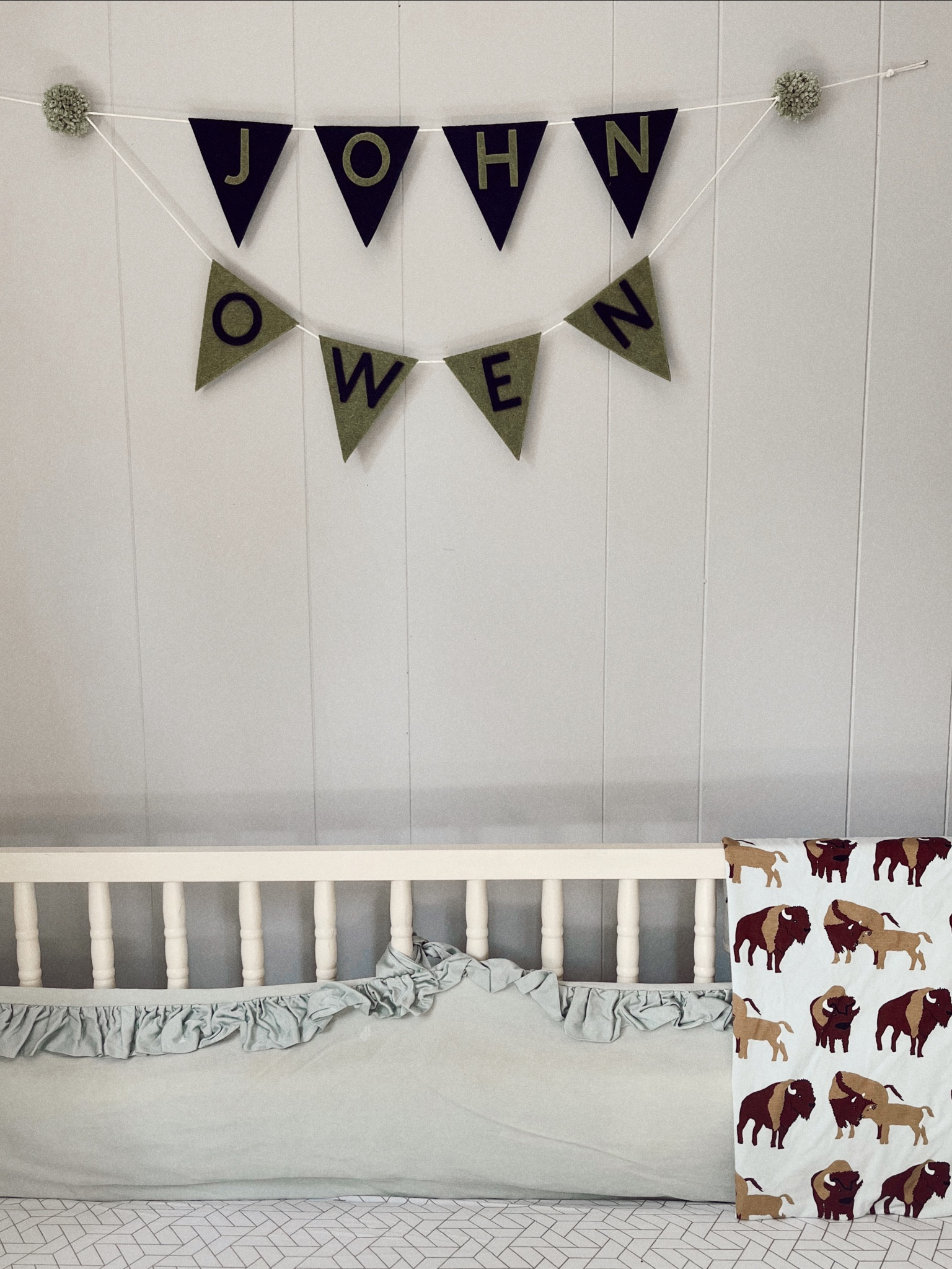 #nursery #nurserydecor #boyroom #babyboy

Bison blanket is kickee pants brand! 