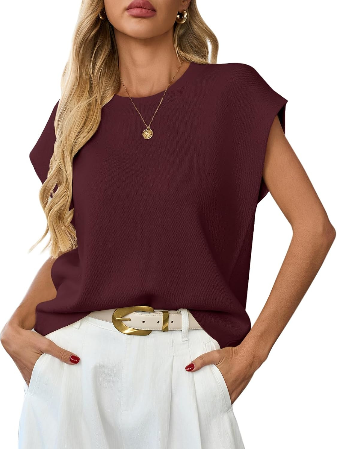 GREAIDEA Womens Sweater Vest Cap Sleeve Business Casual Tops Work Shirts | Amazon (US)