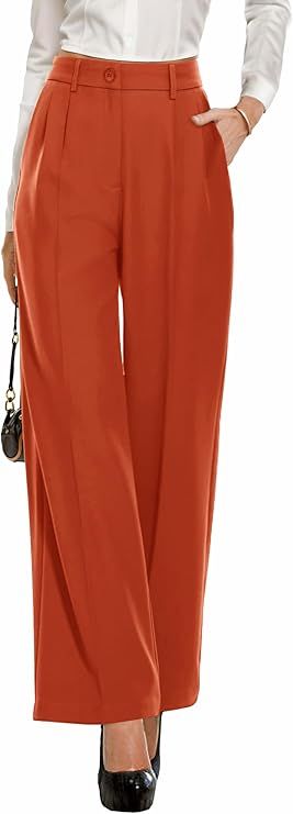 GRECERELLE Wide Leg Pants for Women Casual High Waisted Pants for Woman Business Work Trousers Pa... | Amazon (US)