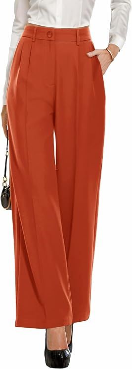 GRECERELLE Wide Leg Pants for Women Casual High Waisted Pants for Woman Business Work Trousers Pa... | Amazon (US)