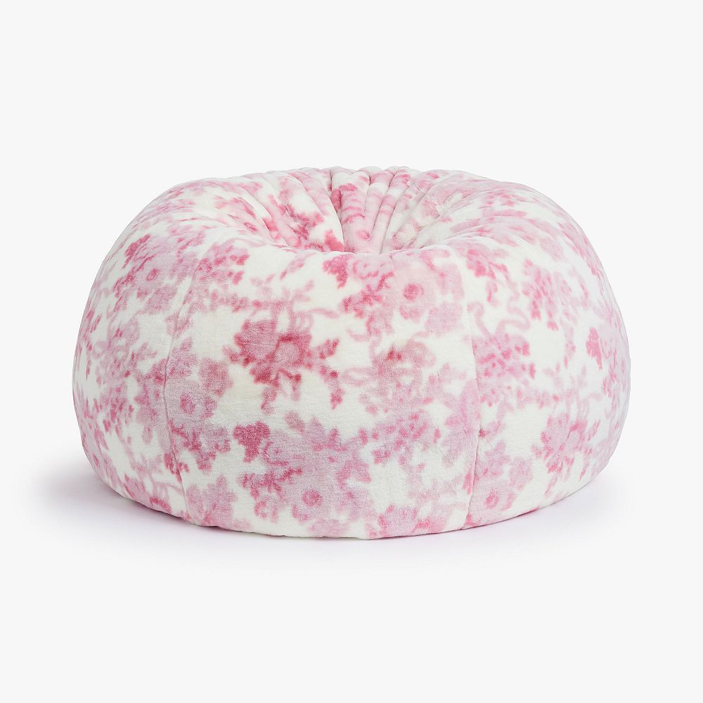 Large LoveShackFancy Floral Damask Faux Fur Bean Bag Chair | Pottery Barn Teen