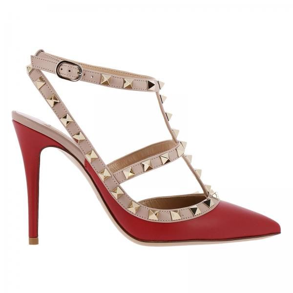 Valentino Rockstud Ankle Strap in smooth leather with metal studs | Giglio.com - Global Italian fashion boutique